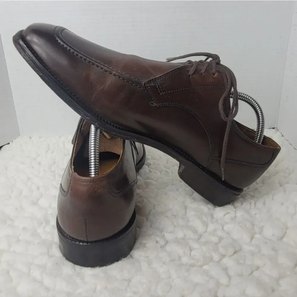 Cole Haan Brown Burnished Leather Apron Toe Derby 8.5M Mens Dress Office Shoes